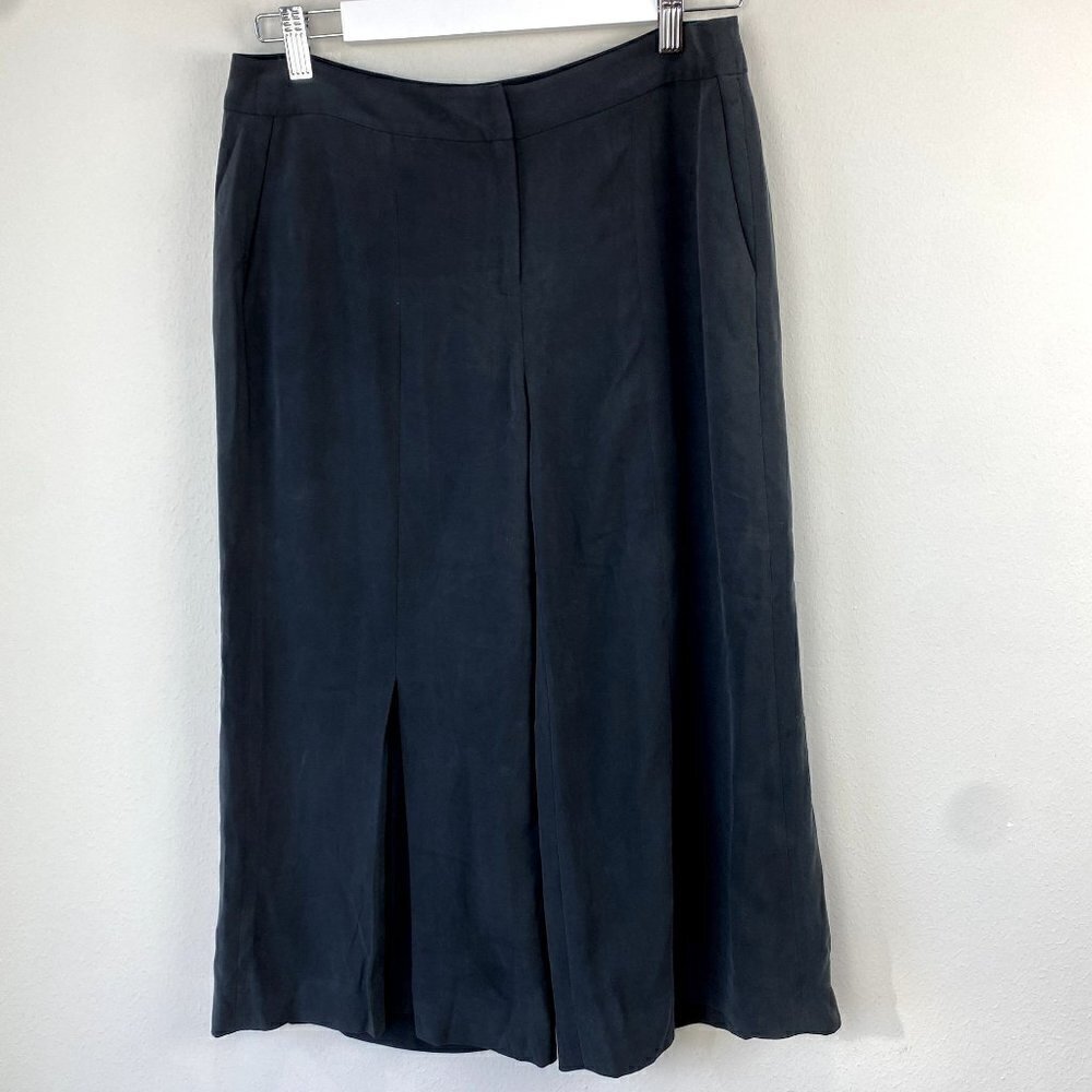 Paige Silk Pleated Cropped Trousers 27
